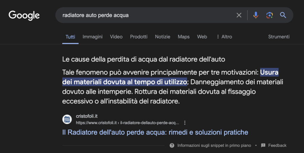 Risultato zero Google